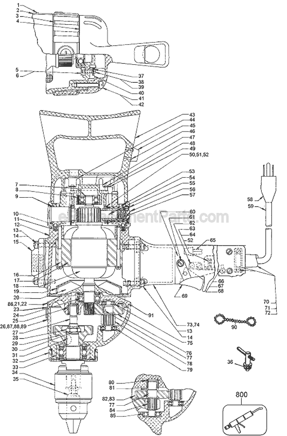 Page A Diagram and Parts List for 729 Type 3 Black and Decker Electric Drill
